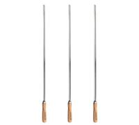 Barbecook brochetas reutilizables para barbacoa, juego de 3 brochetas XL, accesorio para barbacoa de acero inoxidable y madera, 65cm
