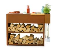 Barbecook Cocina de exterior Nestor Buddy Mesa de trabajo para barbacoa en acero corten, 112x55x90cm