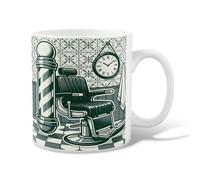 Barberchair - Taza de café de cerámica, diseño vintage industrial con diseño de poste de barbero negro, taza de té con asa, ideal para amigos, familiares, compañeros de trabajo, profesores, parejas