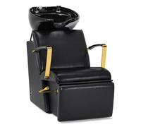 Barberpub Silla de peluquería con lavabo, lavadero de peluquería, lavabo de cerámica ajustable, sillón de peluquería para spa salón, reposapiés plegable, 8670GBK