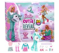 Barbie Cutie Reveal Calendario de Adviento Muñeca con accesorios de moda sorpresa de juguete y disfraz de ciervo, +3 años (Mattel HJX76)