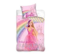 Barbie Juego de Ropa de Cama Infantil | Funda Nórdica 140x200 cm + Funda de Almohada 50x70 cm, 100% Algodón | Suave y Transpirable | Diseño Oficial