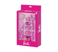 Barbie Mix Pack de Bolígrafo de Gel Borrable + Lápiz Eternal + 4 Gomas + Sacapuntas, Rosa