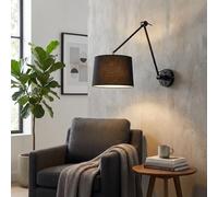 BARCELONA LED Aplique De Pared ELBOW Negro E27 Con Brazo Articulado