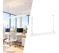 BARCELONA LED Luminaria Lineal CCT 120cm 20W/30W/40W UGR17 Blanco | Óptica 24°, 3800 lm, CRI Superior A 90, Montaje Suspendido, Kit Incluido, Para Oficinas