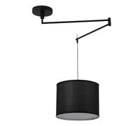 BarcelonaLED Lámpara Colgante Elegante Articulada de Techo 60W con Brazo Giratorio y Pantalla Negra de Tela con Portalámparas para Bombilla LED E27 para Salón Comedor Moderno