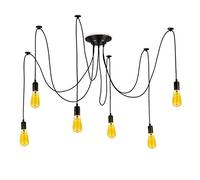 BarcelonaLED Lámpara de Araña Colgante Negro de Suspensión Estilo Vintage Retro con Cable PVC y 6 brazos Portalámparas E27 LED para Techo Habitación Salón Cocina Comedor
