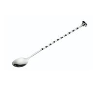 BarCraft Cuchara mezcladora de cócteles con extremo plano de acero inoxidable y tallo retorcido, plata, 28 cm, 1 unidad