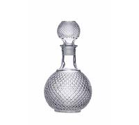 BarCraft Decantador de Whisky y Marcas, Cristal Tallado, Tapón con Sello de Silicona, 1L