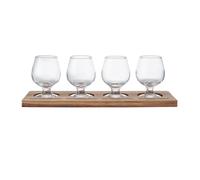 Barcraft - tabla de degustación con 4 vasos de cristal, 34 x 11,5 cm,