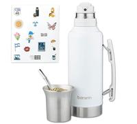 BARGRIN Kit de mate argentino completo todo en uno - termo y mate de acero inoxidable con bombilla y cepillo - mantiene la temperatura caliente y fria - ideal para viajes, oficina, camping o regalo