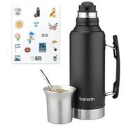 BARGRIN Kit de mate argentino completo todo en uno - termo y mate de acero inoxidable con bombilla y cepillo - mantiene la temperatura caliente y fria - ideal para viajes, oficina, camping o regalo