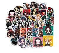 Barisc Pegatinas de Demon Slayer, pegatinas para computadora portátil de anime japonés, hoja fantasma Kamado Tanjirou Nezuko, regalo para niños, 50 unidades