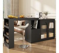 Barkast – Estantería para vinos – Almacenaje para bebidas – Carrito de cocina – Mueble de bar – Tablero giratorio de 360° – Negro – 120x40x97 cm