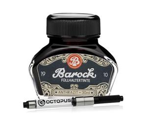 Barock 1910 Antracita, tinta para pluma estilográfica con convertidor, 30 ml, gris