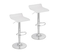 Baroni Home 2 Taburetes de Bar Giratorio con Altura Ajustable, Base Cromada con Reposapiés y Fondo Antiarañazos, Taburete de Cocina y Península, Fácil de Montar, 38x45x59-79 cm, Blanco 2 Piezas