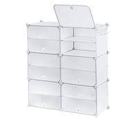 Baroni Home Cajas para Zapatos apilables para Ahorrar Espacio, organizadores modulares, Plegables de plástico, hasta tamaño 44, Blanco, 12 Compartimentos, 85 x 32 x 96 cm