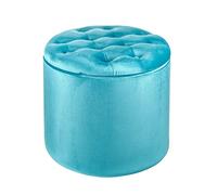 Baroni Home Escabel Contenedor con Estante Interior para Zapatos, Puf Turquesa de Terciopelo para Zapatos Ø50x42 cm