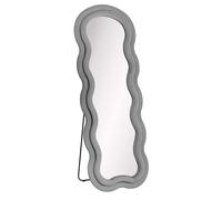 Baroni Home Espejo de pie, espejo con marco ondulado acolchado y revestimiento de terciopelo, para salón, dormitorio, pasillo, 160 x 60 cm, terciopelo gris