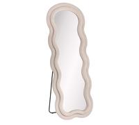 Baroni Home Espejo de pie o de pared, espejo con marco ondulado acolchado y revestimiento de terciopelo, salón, dormitorio, pasillo, 160 x 60 (terciopelo crema)