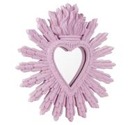 Baroni Home Espejo Ex Voto Corazón Sagrado con Rayos de Resina Dorada, Corazón Decorativo, Decoración de Pared con Gancho, Espejo de Pared, Recibidor, Salón, Dormitorio, 27 x 2 x 28 cm (Rosa)