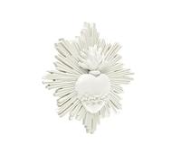 Baroni Home Ex votación con rayos de resina, decoración de pared con gancho, corazón sagrado decorativo para el hogar, pintado a mano en blanco, 14 x 14 x 2,5 cm