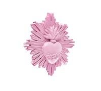 Baroni Home Ex votación con rayos de resina, decoración de pared con gancho, corazón sagrado rosa, decoración para el hogar, pintado a mano, 14 x 14 x 2,5 cm