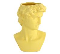 Baroni Home Jarrón de cerámica con cabeza de David amarillo, estatua medio busto de estilo clásico, portalápices, 14 x 11,5 x 19 cm