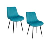 Baroni Home Juego de 2 Sillas Modernas de Terciopelo y Patas de Acero Negro, Sillón de Salón, Dormitorio, Comedor, Azul Petróleo, 2 unidades, 53x86x44 cm