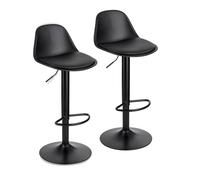 Baroni Home Juego de 2 Taburetes de Bar Giratorio, Taburete Alto con Altura Ajustable, con Respaldo y Reposapies, Fondo antiarañazos, Comedor, Restaurante, Bar, Negro, 2 Unidades, 39x44x82-104 cm
