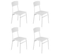 Baroni Home Juego de 4 sillas de Comedor de diseño Moderno, Ligeras, para Interior y Exterior, Comedor, Restaurante, de MDF y Acero, Montaje fácil, Blanco, 35x46x81 cm