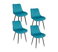 Baroni Home Juego de 4 sillas Modernas con Revestimiento de Terciopelo y Patas de Acero Negro, para salón, Dormitorio, Comedor, 53 x 86 x 44 cm, Azul petróleo