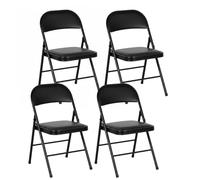 Baroni Home Juego de 4 sillas plegables negras, asiento y respaldo acolchados, tejido impermeable y fácil de limpiar, silla ahorra espacio al abrir y cerrar, 45 x 48 x 77 cm