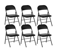 Baroni Home Juego de 6 sillas plegables negras, asiento y respaldo acolchados, impermeables y fáciles de limpiar, silla ahorra espacio al abrir y cerrar, 45 x 48 x 77 cm