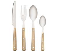 Baroni Home Juego de Cubiertos de Acero Inoxidable de 24 piezas con Mango de Madera de Resina para 6 Personas, Aptos para Lavavajillas, Tenedor, Cuchillo, Cuchara, Cucharilla, Cuchara de Postre
