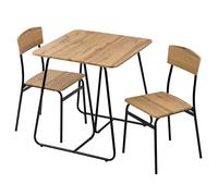 Baroni Home Juego Mesa de Cocina con 2 Sillas de Comedor, Conjuntos de Mueble de 3 Piezas, diseño Moderno, Ligero, Restaurante, balcón, MDF y Acero, Montaje fácil, Negro Efecto Roble