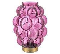 Baroni Home Lámpara de Mesa de Vidrio a Batería, Lámpara de Noche y de Salón, Lámpara de Escritorio de Diseño Moderno, 15x15x20 cm, Bubble Violeta