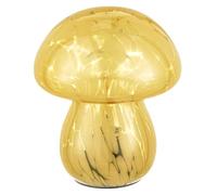Baroni Home Lámpara de Mesa de Vidrio a Batería, Lámpara de Noche y de Salón, Lámpara de Escritorio de Diseño Moderno, 13x13x16 cm, Hongo Amarillo