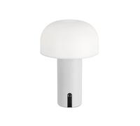 Baroni Home Lámpara LED Sin Cable, Diseño tipo hongo, Regulación táctil, Recargable por USB-C, Luz cálida 3000K, Impermeable para interior y exterior, Metal pintado, h: 22 cm (Blanca, 1 pieza)