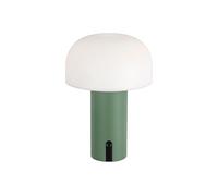 Baroni Home Lámpara LED Sin Cable, Diseño tipo hongo, Regulación táctil, Recargable por USB-C, Luz cálida 3000K, Impermeable para interior y exterior, Metal pintado, h: 22 cm (Verde, 1 pieza)