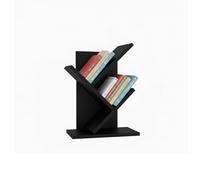 Baroni Home Librería de árbol Que Ahorra Espacio con 2 estantes, estantería Vertical de Suelo para salón, Estudio y Dormitorio, 18 x 30 x 40 cm, Color Negro