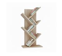 Baroni Home Librería de árbol Que Ahorra Espacio con 4 estantes, estantería Vertical de Suelo para salón, Estudio y Dormitorio, 18 x 30 x 60 cm, Natural