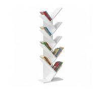 Baroni Home Librería de árbol Que Ahorra Espacio con 8 estantes, estantería Vertical de Suelo para salón, Estudio y Dormitorio, 20 x 40 x 127 cm, Blanca