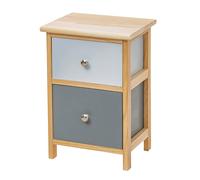 Baroni Home Mesita de Noche de Madera para Camas, Salones, Pequeños Espacios, Salas de Estar, 2 Cajones, Azul y Madera Natural, 30x24x43 cm