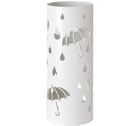 Baroni Home Paragüero Cilindrico de Metal con Incrustación Lluvia y Paraguas con Gancho y Bandeja Recogegotas Extraíble, 18,5x18,5x49 cm, Blanco
