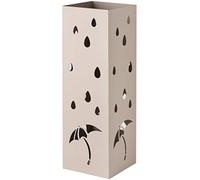 Baroni Home - Paragüero Cuadrado de Metal con Diseño de Paraguas con Gotas de Lluvia, con Gancho y Bandeja Recogegotas Desmontable, 15,5x15,5x49 cm, Tórtola