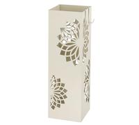 Baroni Home Paragüero de Diseño Moderno con Mandala, Paragüero de Metal con 2 Ganchos y Recipiente de Goteo Extraíble 16x16x49 cm, Blanco