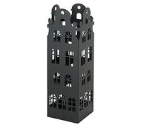 Baroni Home Paragüero de Diseño Moderno de Metal con Techo Redondeado, 2 Ganchos, 4 Patas Antiarañazos y Bandeja Escurridora Extraíble, 15,5x15x49 cm, Negro