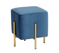 Baroni Home Puf Cuadrado de Terciopelo, Puf Tapizado para Salón, Puf Banco para Dormitorio, Azul, 33x33x38 cm