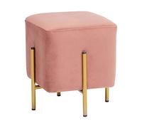 Baroni Home Puf Cuadrado de Terciopelo, Puf Tapizado para Salón, Puf Banco para Dormitorio, Rosa Empolvado, 33x33x38 cm